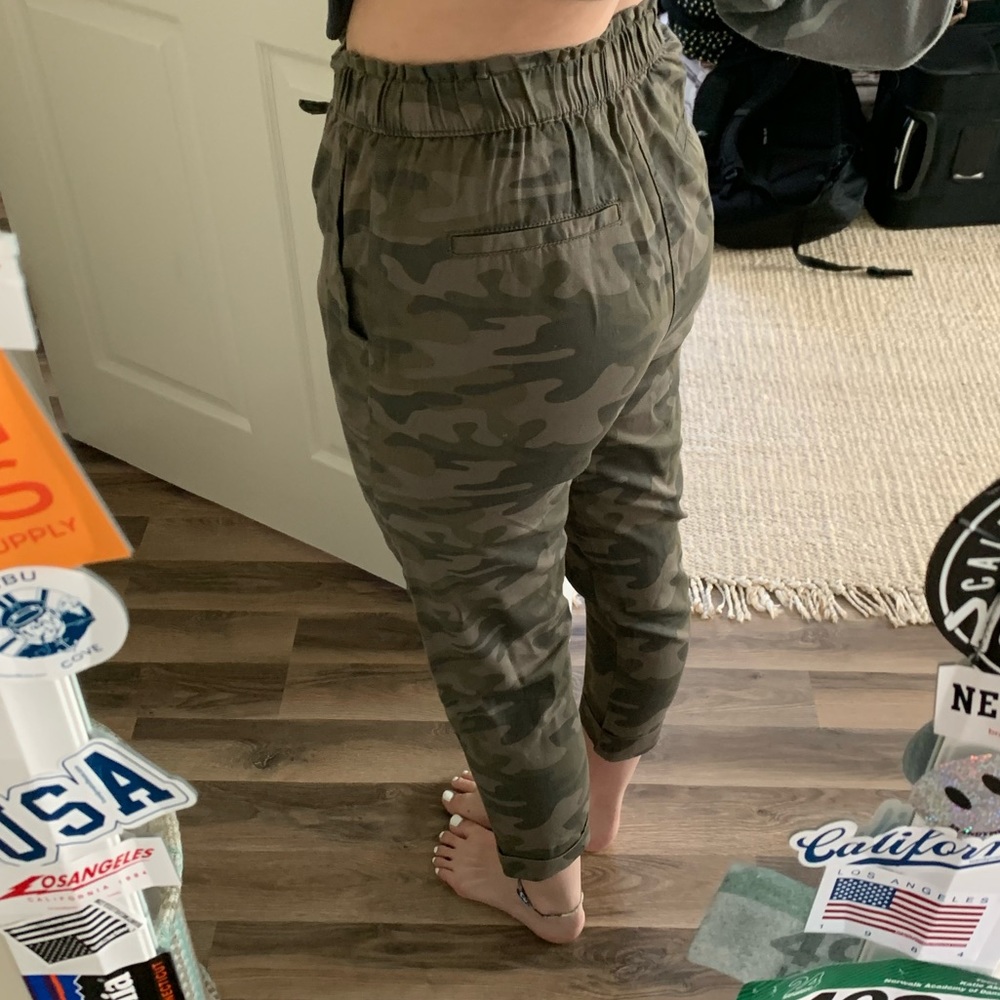 Tie waist camo pants